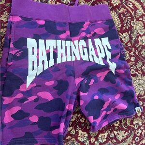 Bape Kids Camo Shorts - Purple and Pink